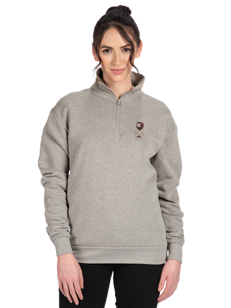 women wearing unisex fleece 1/4 zip