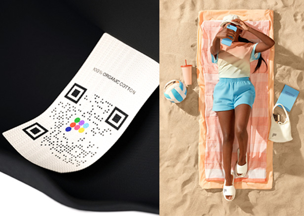 qr code and woman on beach