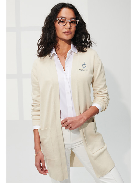 woman wearing beige cardigan