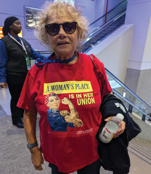 woman wearing red tee