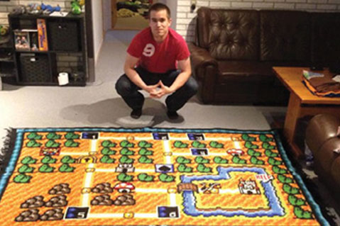 Scandinavian Man Crochets Detailed Video Game Blanket