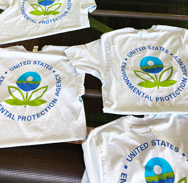 white t-shirts, EPA logo