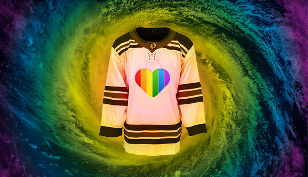 hockey jersey, storm and rainbow flag logo